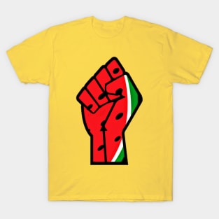 Watermelon Palestine Black Power Fist - Right Side - Front T-Shirt